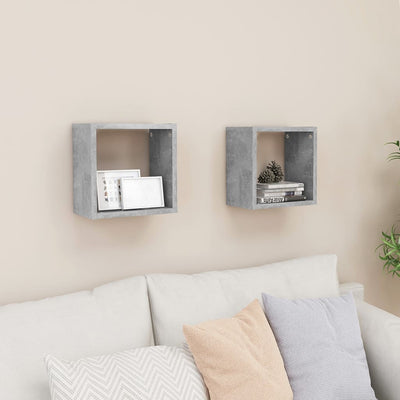 alt="Wall Cube Shelves 2 pcs Concrete Grey 26x15x26 cm""