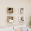 alt="Wall Cube Shelves 4 pcs White and Sonoma Oak 26x15x26 cm""