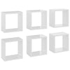 Wall Cube Shelves 6 pcs High Gloss White 26x15x26 cm
