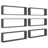 Wall Cube Shelves 6 pcs Grey 100x15x30 cm Chipboard