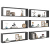 Wall Cube Shelves 6 pcs Grey 100x15x30 cm Chipboard