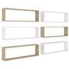 Wall Cube Shelves 6 pcs White&Sonoma Oak 100x15x30 cm Chipboard