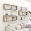 alt="Wall Cube Shelves 6 pcs White&Sonoma Oak 100x15x30 cm Chipboard""