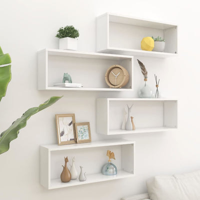 alt="Wall Cube Shelves 4 pcs White 60x15x23 cm Chipboard"