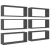 Wall Shelves 6 pcs Grey 60x15x23 cm Chipboard