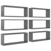 Wall Cube Shelves 6 pcs High Gloss Grey 60x15x23 cm Chipboard