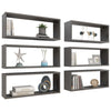 Wall Cube Shelves 6 pcs High Gloss Grey 60x15x23 cm Chipboard