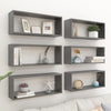 alt="Wall Cube Shelves 6 pcs High Gloss Grey 60x15x23 cm Chipboard"