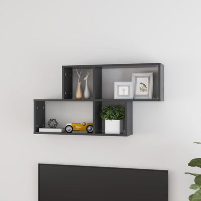 alt="Wall Shelf Grey 100x18x53 cm Chipboard"