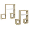 Wall Shelves 2 pcs White and Sonoma Oak 50x15x50 cm Chipboard