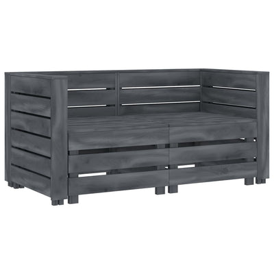 alt="Garden 2-Seater Pallet Sofa Solid Pinewood Grey""
