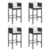 Bar Stools 4 pcs with Cushions Black Poly Rattan