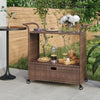 alt="Bar Cart with Drawer Brown 100x45x97 cm Poly Rattan""