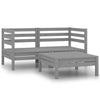 alt="3 Piece Garden Lounge Set Solid Pinewood Grey""