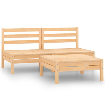 alt="3 Piece Garden Lounge Set Solid Pinewood"