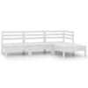 alt="4 Piece Garden Lounge Set Solid Pinewood White"