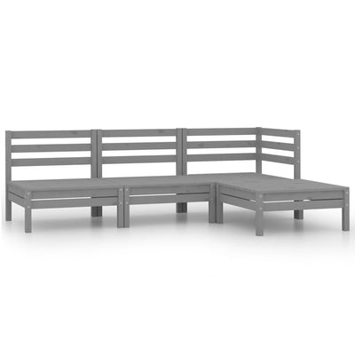alt="4 Piece Garden Lounge Set Solid Pinewood Grey"