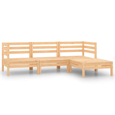 alt="4 Piece Garden Lounge Set Solid Pinewood"