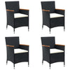 alt="Garden Dining Chairs 4 pcs Poly Rattan Black"