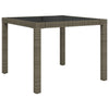 Garden Table 90x90x75 cm Tempered Glass and Poly Rattan Grey