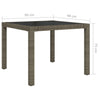Garden Table 90x90x75 cm Tempered Glass and Poly Rattan Grey