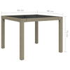 Garden Table 90x90x75 cm Tempered Glass and Poly Rattan Beige