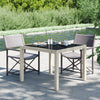 alt="Garden Table 90x90x75 cm Tempered Glass and Poly Rattan Beige""