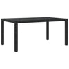 Garden Table 150x90x75 cm Tempered Glass and Poly Rattan Black