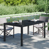 alt="Garden Table 150x90x75 cm Tempered Glass and Poly Rattan Black"