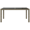 Garden Table 150x90x75 cm Tempered Glass and Poly Rattan Grey