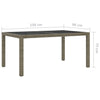 Garden Table 150x90x75 cm Tempered Glass and Poly Rattan Grey