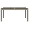 Garden Table 150x90x75 cm Tempered Glass and Poly Rattan Beige