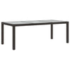 Garden Table Brown 190x90x75 cm Tempered Glass and Poly Rattan