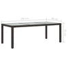 Garden Table Brown 190x90x75 cm Tempered Glass and Poly Rattan