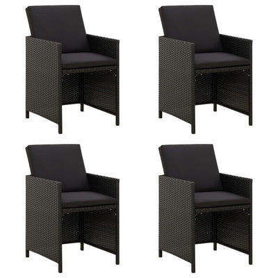 alt="Garden Chairs with Cushions 4 pcs Poly Rattan Black"