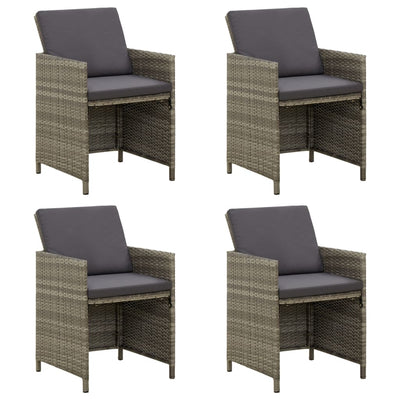 alt="Garden Chairs with Cushions 4 pcs Poly Rattan Grey"