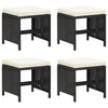 alt="Garden Stools 4 pcs with Cushions Poly Rattan Black"