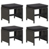 alt="Garden Stools 4 pcs with Cushions Poly Rattan Black"