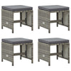 alt="Garden Stools 4 pcs with Cushions Poly Rattan Grey"
