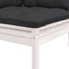 Garden Corner Sofa with Cushions White Solid Pinewood