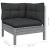 Garden Corner Sofa with Anthracite Cushions Grey Solid Pinewood