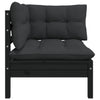 Garden Corner Sofa with Cushions Black Solid Pinewood