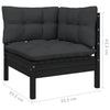 Garden Corner Sofa with Cushions Black Solid Pinewood