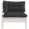 2-Seater Garden Sofa with Cushions White Solid Pinewood