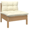 3 Piece Garden Lounge Set with Cream Cushions Solid Pinewood