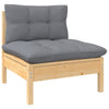 3 Piece Garden Lounge Set with Grey Cushions Solid Pinewood