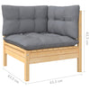 3 Piece Garden Lounge Set with Grey Cushions Solid Pinewood