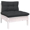 3 Piece Garden Lounge Set with Cushions White Solid Pinewood