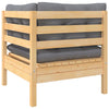 3 Piece Garden Lounge Set with Grey Cushions Solid Pinewood