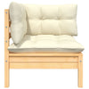 3 Piece Garden Lounge Set with Cream Cushions Solid Pinewood